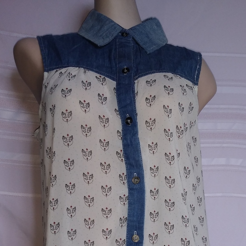 Fahion Women Bird Print Sleeveless Tank Top Vest C